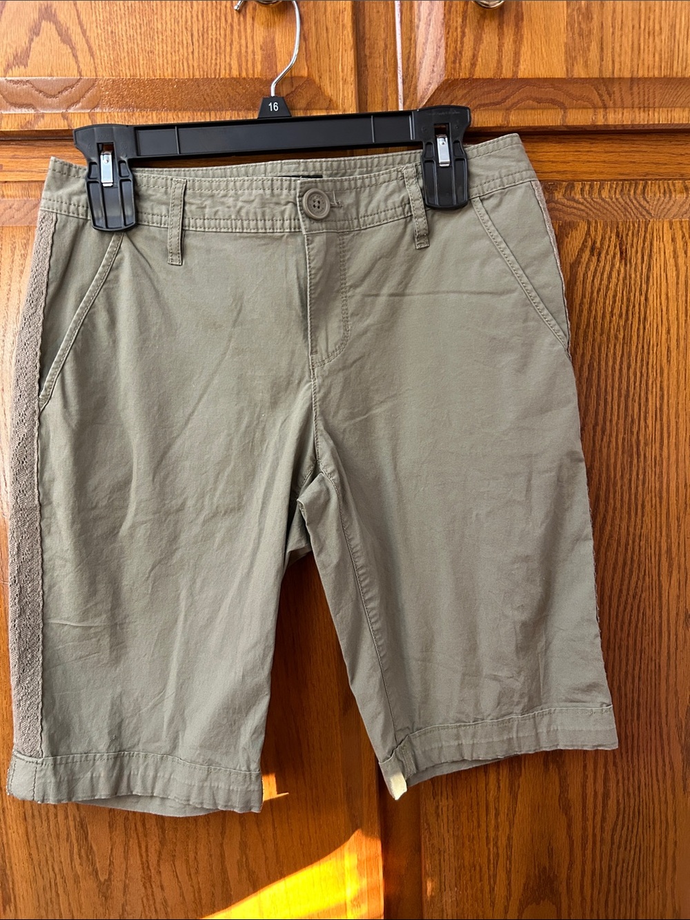 DKNY Olive Green Women's Flat Front Shorts